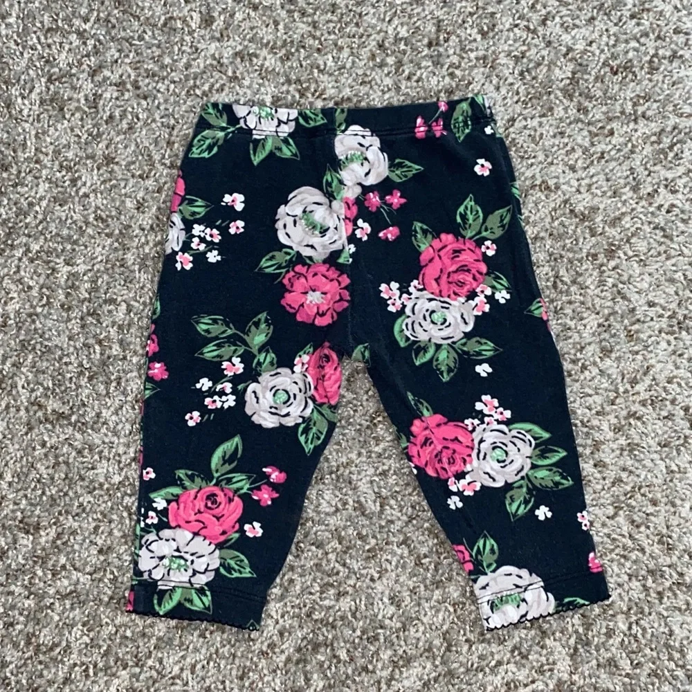 Floral Kids Leggings - Black and Pink size 6M